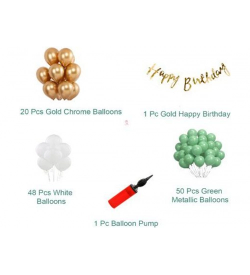 Birthday Decoration Combo Of Gold Birthday Banner, Metallic Balloons, Balloonpump (Multicolor)