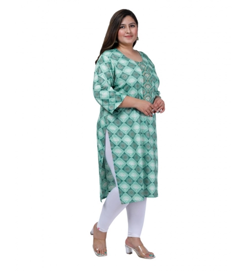 Women's Office wear Golden Foil Capsule Straight Kurti (Light Green)