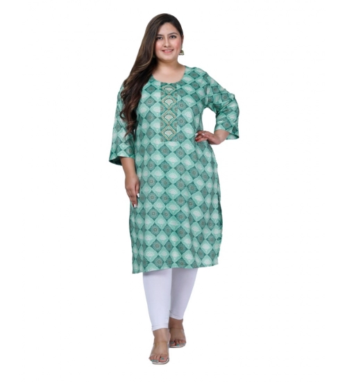 Women's Office wear Golden Foil Capsule Straight Kurti (Light Green)