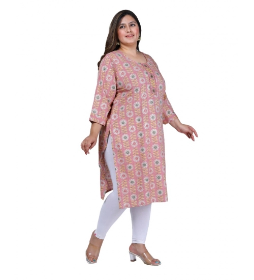 Women's Office wear Golden Foil Capsule Straight Kurti (Pink)
