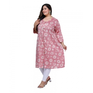 Generic Women's Office wear Golden Foil Capsule A-Line Kurti (Pink)