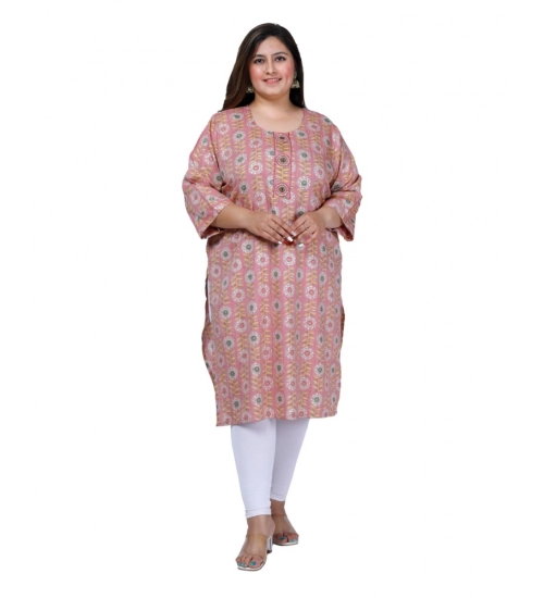 Women's Office wear Golden Foil Capsule Straight Kurti (Pink)