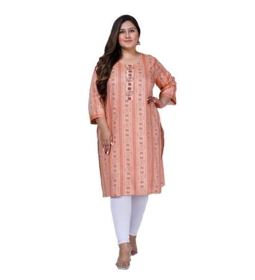 Women's Office wear Golden Foil Capsule Straight Kurti (Orange)