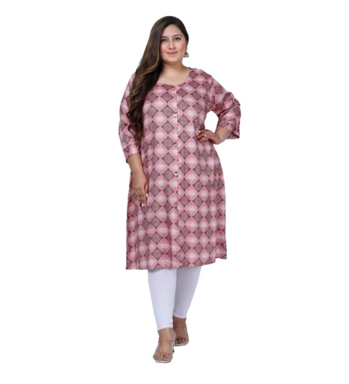 Women's Office wear Golden Foil Capsule A-Line Kurti (Pink)