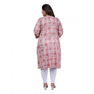 Generic Women's Office wear Golden Foil Capsule A-Line Kurti (Light Pink)