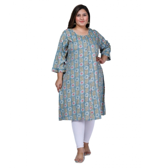 Women's Office wear Golden Foil Capsule A-Line Kurti (Light Blue)