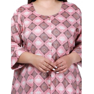 Generic Women's Office wear Golden Foil Capsule A-Line Kurti (Pink)