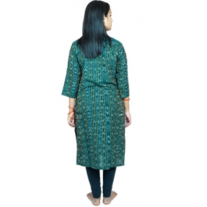 Generic Women's Sambalpuri Certified Handloom Pure Cotton Straight Kurti (Green)