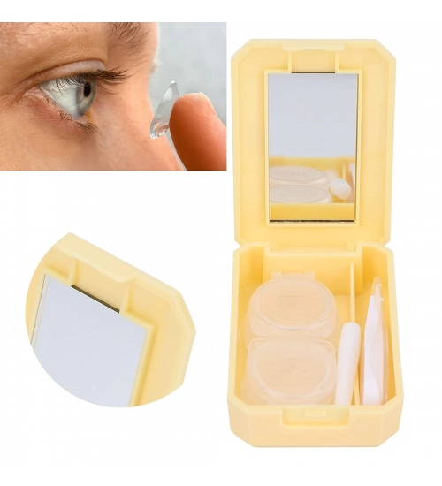 Pack Of_2 Container Soak Storage Kit, Practical Contact Lens Box with Mirror for Travel for Home for Business Trip (Assorted)