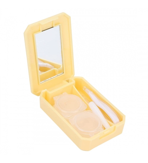 Pack Of_2 Container Soak Storage Kit, Practical Contact Lens Box with Mirror for Travel for Home for Business Trip (Assorted)