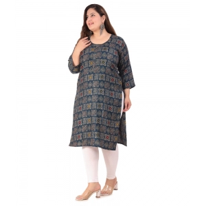 Generic Women's Office wear Designer Printed Capsule Straight Kurti (Dark Green)