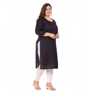 Generic Women's Office wear Bandhni Printed Capsule Straight Kurti (Navy Blue)