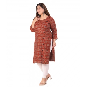Generic Women's Office wear Designer Printed Capsule Straight Kurti (Maroon)