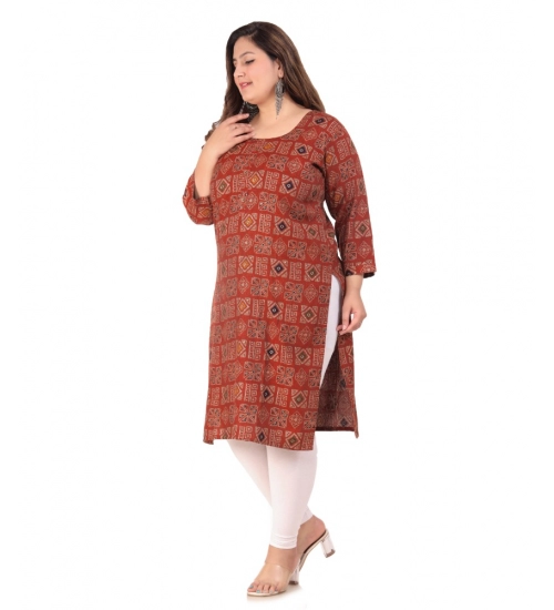 Women's Office wear Designer Printed Capsule Straight Kurti (Maroon)