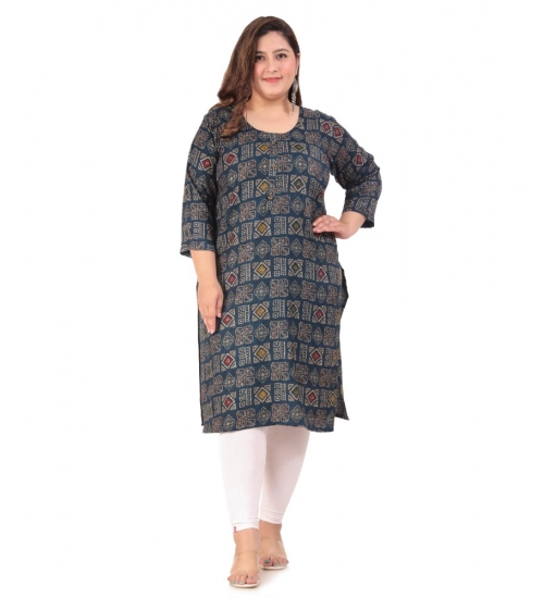 Women's Office wear Designer Printed Capsule Straight Kurti (Dark Green)
