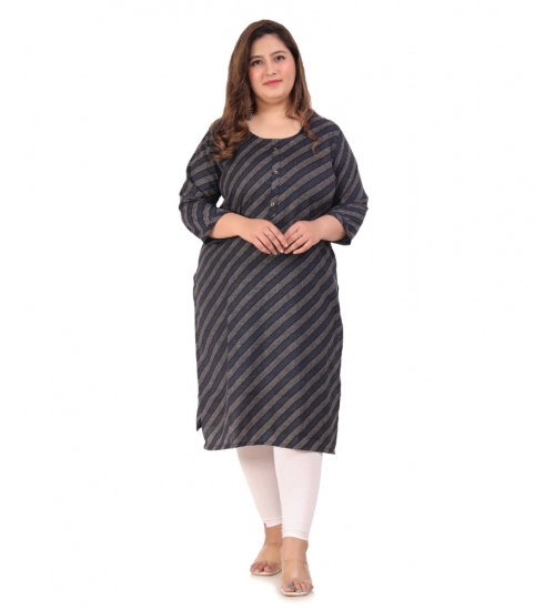 Women's Office wear Stripe Capsule Straight Kurti (Navy Blue)