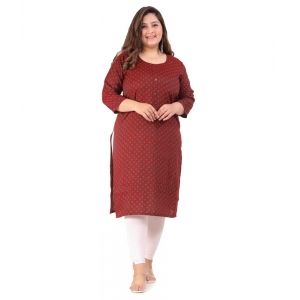 Generic Women's Office wear Bandhni Printed Capsule Straight Kurti (Maroon)