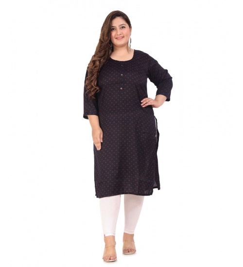 Women's Office wear Bandhni Printed Capsule Straight Kurti (Navy Blue)