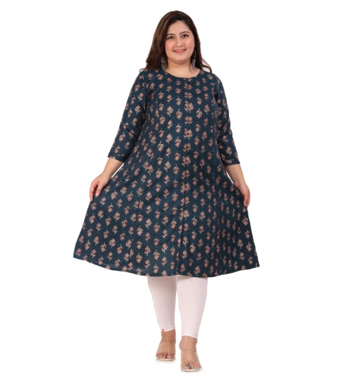 Women's Office wear Floral Printed Capsule Princess Cut Kurti (Green)