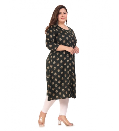 Women's Office wear Floral Printed Capsule A-Line Kurti (Green)