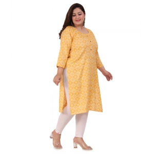 Generic Women's Office wear Designer Printed Capsule Straight Kurti (Yellow)