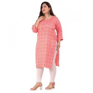 Generic Women's Office wear Designer Printed Capsule Straight Kurti (Pink)