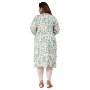 Generic Women's Office wear Floral Printed Capsule Straight Kurti (Light Green)