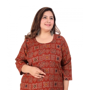 Generic Women's Office wear Designer Printed Capsule Straight Kurti (Maroon)