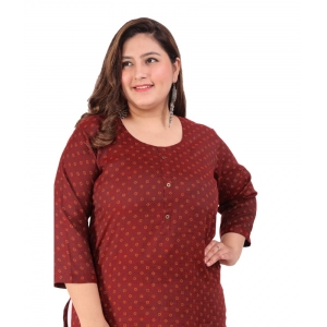 Generic Women's Office wear Bandhni Printed Capsule Straight Kurti (Maroon)