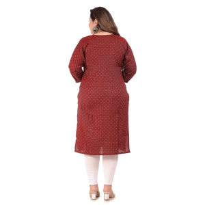 Generic Women's Office wear Bandhni Printed Capsule Straight Kurti (Maroon)