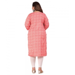 Generic Women's Office wear Designer Printed Capsule Straight Kurti (Pink)