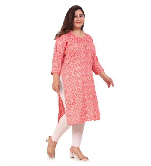 Women's Office wear Designer Printed Capsule Straight Kurti (Pink)