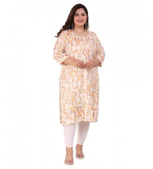 Women's Office wear Floral Printed Capsule Straight Kurti (Orange)