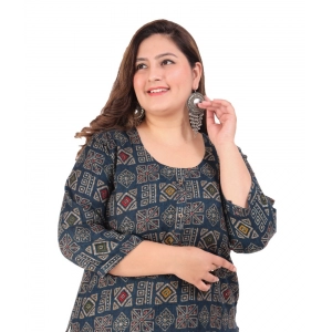 Generic Women's Office wear Designer Printed Capsule Straight Kurti (Dark Green)