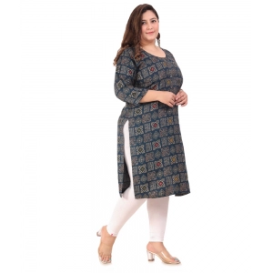 Generic Women's Office wear Designer Printed Capsule Straight Kurti (Dark Green)