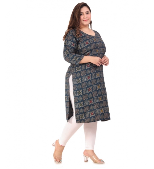 Women's Office wear Designer Printed Capsule Straight Kurti (Dark Green)