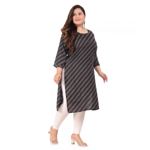 Generic Women's Office wear Stripe Capsule Straight Kurti (Black)