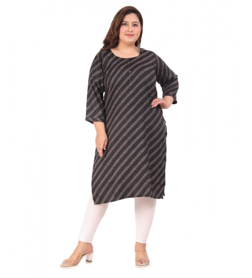 Women's Office wear Stripe Capsule Straight Kurti (Black)