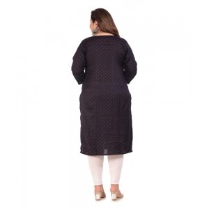 Generic Women's Office wear Bandhni Printed Capsule Straight Kurti (Navy Blue)