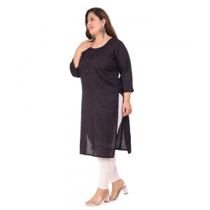Generic Women's Office wear Bandhni Printed Capsule Straight Kurti (Navy Blue)