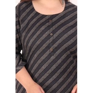Generic Women's Office wear Stripe Capsule Straight Kurti (Black)