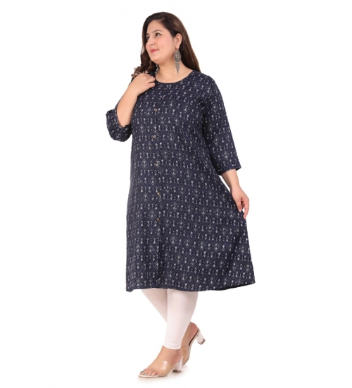 Women's Office wear Floral Printed Capsule A-Line Kurti (Navy Blue)