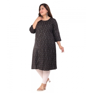 Generic Women's Office wear Floral Printed Capsule A-Line Kurti (Black)