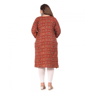Generic Women's Office wear Designer Printed Capsule Straight Kurti (Maroon)