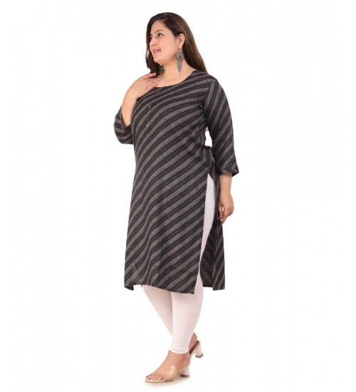 Women's Office wear Stripe Capsule Straight Kurti (Black)