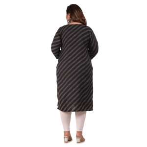 Generic Women's Office wear Stripe Capsule Straight Kurti (Black)