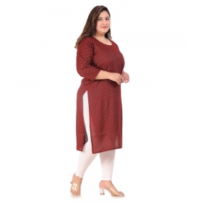 Generic Women's Office wear Bandhni Printed Capsule Straight Kurti (Maroon)