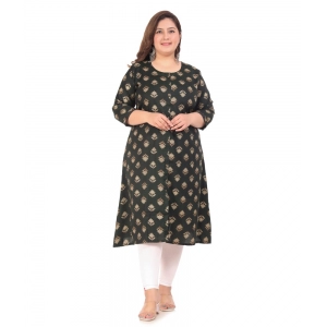 Generic Women's Office wear Floral Printed Capsule A-Line Kurti (Green)