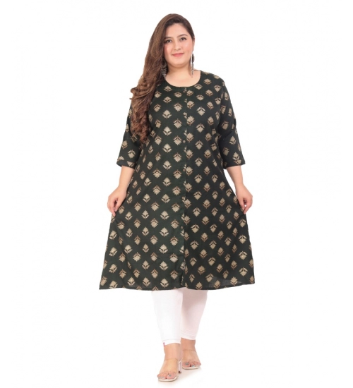 Women's Office wear Floral Printed Capsule A-Line Kurti (Green)