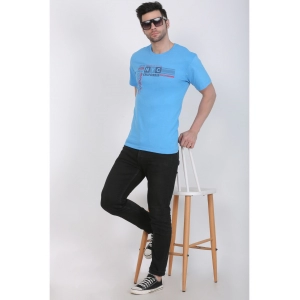 Generic Men's Cotton Jersey Round Neck Printed Tshirt (Turquoise Blue)